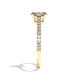 Bague solitaire pavé diamant oval or blanc - Naturelle