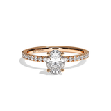 Bague solitaire pavé diamant oval platine - Attentionnée