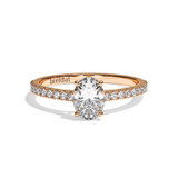 Bague solitaire pavé diamant oval or blanc - Naturelle