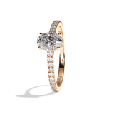 Bague solitaire pavé diamant oval or blanc - Naturelle