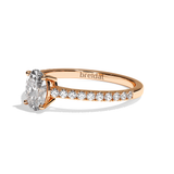 Bague solitaire pavé diamant oval or blanc - Naturelle