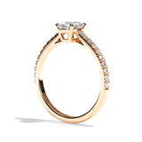 Bague solitaire pavé diamant oval or blanc - Naturelle
