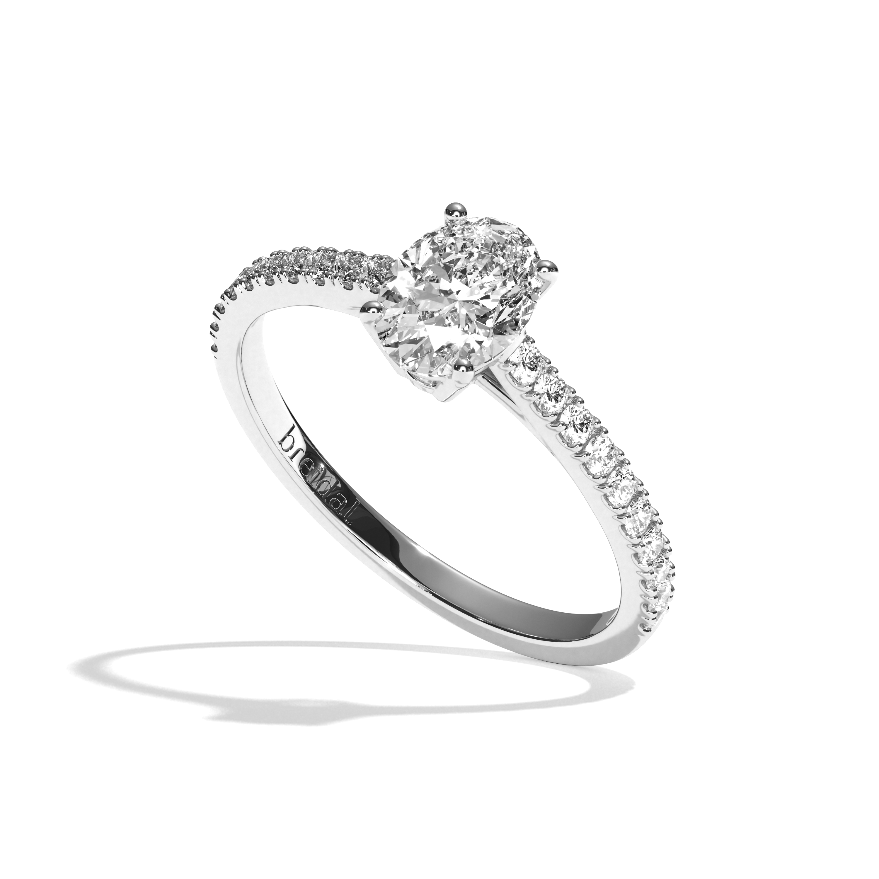 Bague solitaire pavé diamant oval or jaune - Naturelle