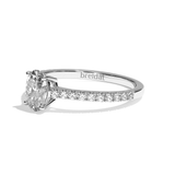 Bague solitaire pavé diamant oval or blanc - Naturelle