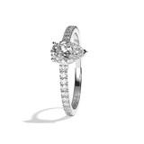 Bague solitaire pavé diamant poire or blanc - Naturelle