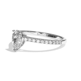 Bague solitaire pavé diamant poire or blanc - Naturelle