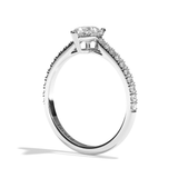 Bague solitaire pavé diamant poire or blanc - Naturelle