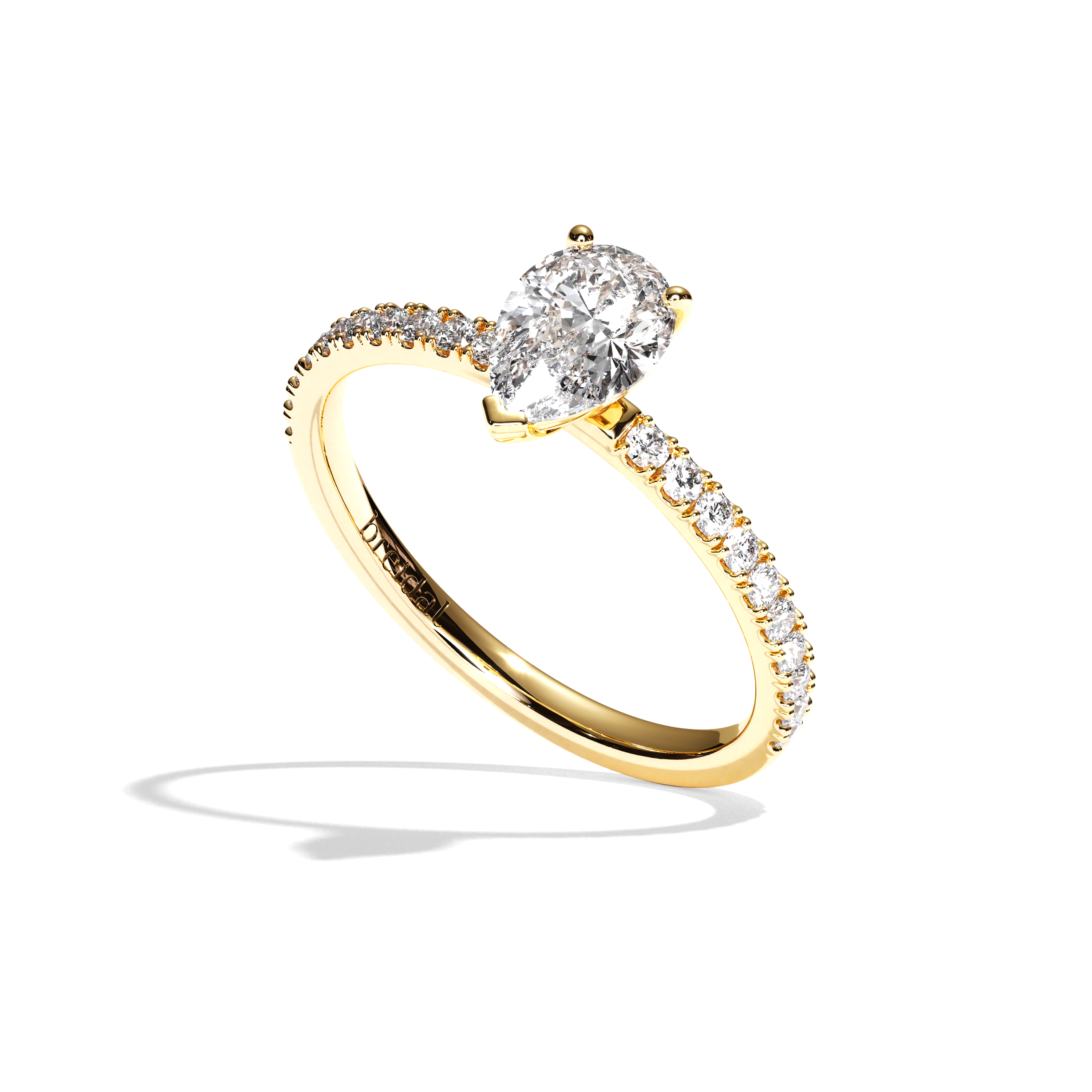 Bague solitaire pavé diamant poire platine - Attentionnée