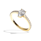 Bague solitaire pavé diamant poire or blanc - Naturelle