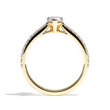 Bague solitaire pavé diamant poire or blanc - Naturelle
