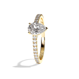 Bague solitaire pavé diamant poire or blanc - Naturelle