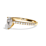 Bague solitaire pavé diamant poire or blanc - Naturelle