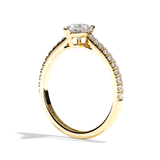 Bague solitaire pavé diamant poire or blanc - Naturelle