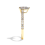 Bague solitaire pavé diamant poire or blanc - Naturelle