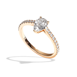 Bague solitaire pavé diamant poire or blanc - Naturelle