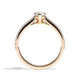 Bague solitaire pavé diamant poire or blanc - Naturelle