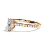 Bague solitaire pavé diamant poire or blanc - Naturelle