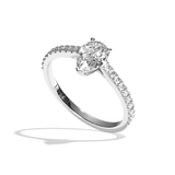 Bague solitaire pavé diamant poire or blanc - Naturelle