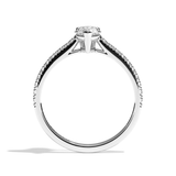 Bague solitaire pavé diamant poire or blanc - Naturelle