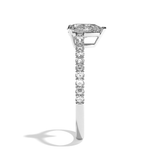 Bague solitaire pavé diamant poire or blanc - Naturelle