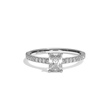 Bague solitaire pavé diamant radiant or rose - Naturelle