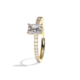 Bague solitaire pavé diamant radiant platine - Attentionnée