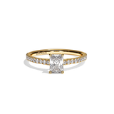 Bague solitaire pavé diamant radiant or rose - Naturelle
