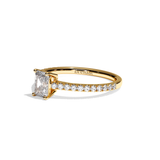 Bague solitaire pavé diamant radiant or rose - Naturelle