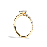 Bague solitaire pavé diamant radiant or rose - Naturelle