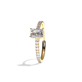 Bague solitaire pavé diamant radiant or rose - Naturelle