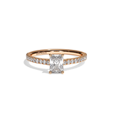 Bague solitaire pavé diamant radiant or rose - Naturelle