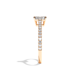 Bague solitaire pavé diamant radiant or rose - Naturelle
