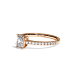 Bague solitaire pavé diamant radiant or rose - Naturelle