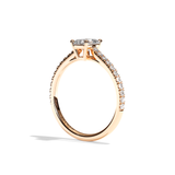 Bague solitaire pavé diamant radiant or rose - Naturelle