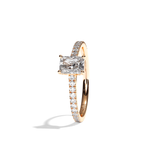 Bague solitaire pavé diamant radiant or rose - Naturelle