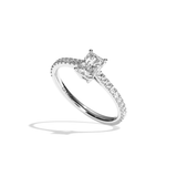 Bague solitaire pavé diamant radiant or rose - Naturelle