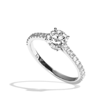 Bague solitaire pavé diamant rond or blanc - Naturelle