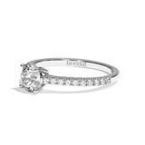 Bague solitaire pavé diamant rond or blanc - Naturelle