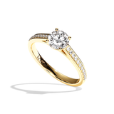 Bague solitaire pavé diamant rond or blanc - Éternelle