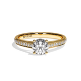 Bague solitaire pavé diamant rond or blanc - Éternelle