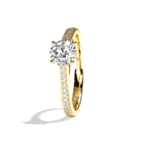 Bague solitaire pavé diamant rond or blanc - Éternelle