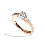 Bague solitaire pavé diamant rond or blanc - Éternelle