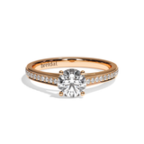 Bague solitaire pavé diamant rond or blanc - Éternelle