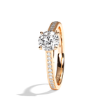 Bague solitaire pavé diamant rond or blanc - Éternelle