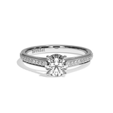 Bague solitaire pavé diamant rond or blanc - Éternelle