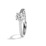 Bague solitaire pavé diamant rond or blanc - Éternelle