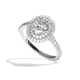 Bague solitaire halo diamant oval or rose - Eblouissante