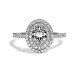 Bague solitaire halo diamant oval or rose - Eblouissante
