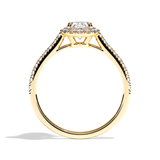 Bague solitaire halo diamant oval or blanc - Amoureuse pavée