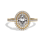 Bague solitaire halo diamant oval or rose - Eblouissante